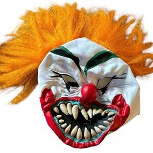Seasons Halloween Adult Horror Clown Latex Mask W/Orange Hair Scary Frightful